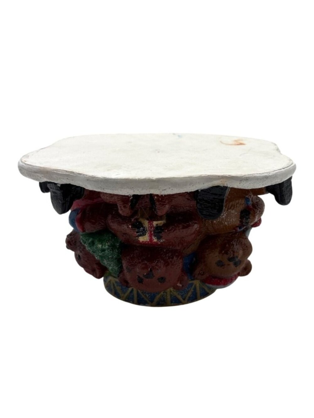 Vintage Handmade Christmas Bear Candle Holder With Hand-Painted Festive Design 4 - Picture 8 of 10